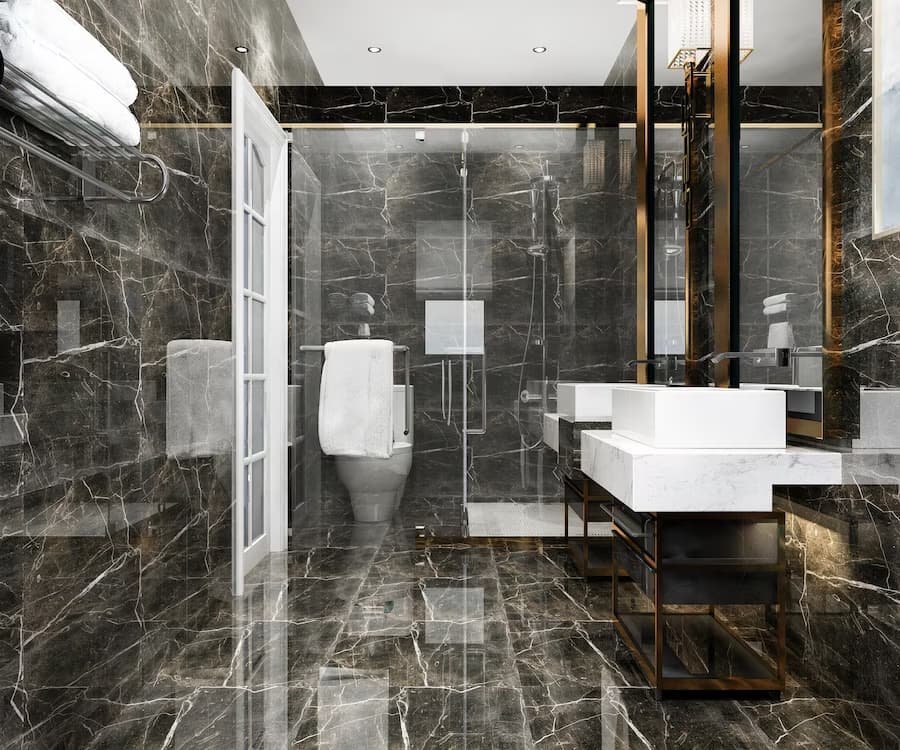 Modern black bathroom with luxury tile