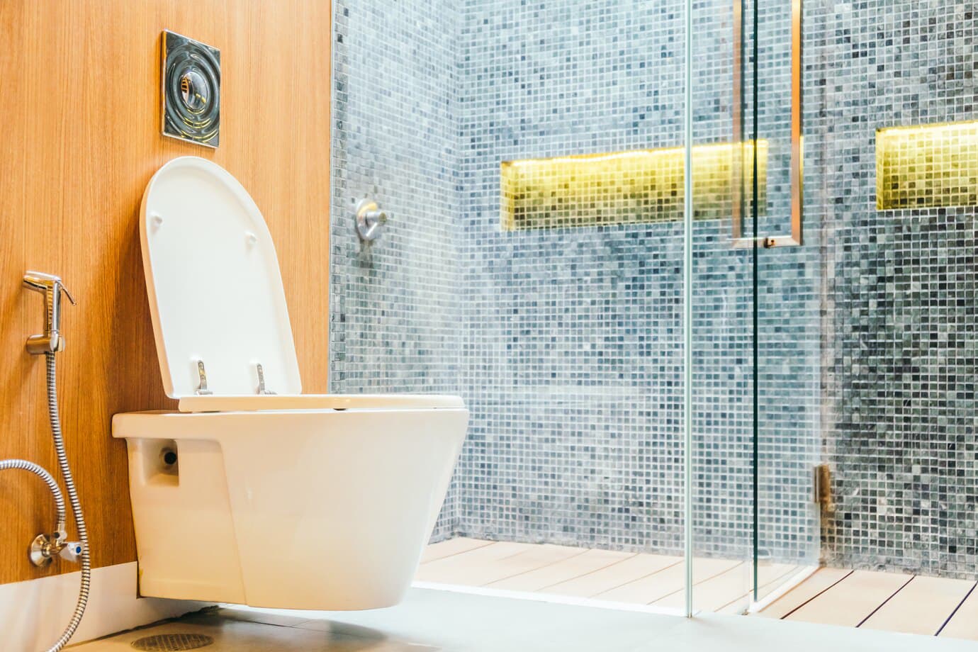 White toilet and bathroom fixtures