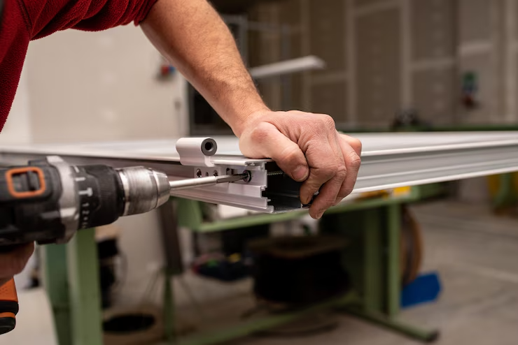 Professional installing secure garage door window