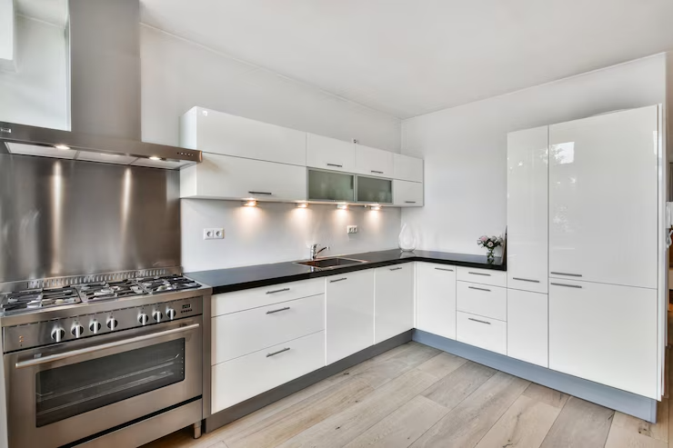 Modern kitchen interior with white colors