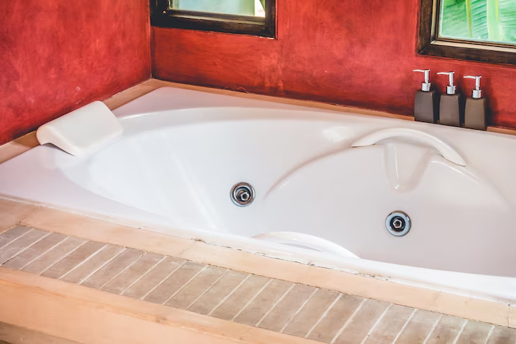 Modern bathtub in a clean bathroom setting
