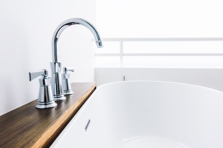 Contemporary interior bathtub with spa features